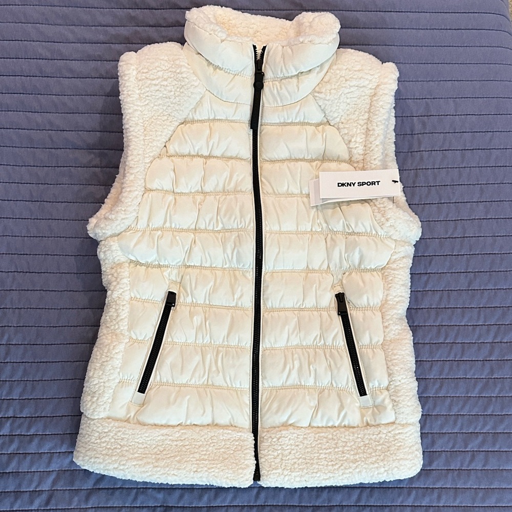 DKNY Sport Cream Puffer Vest